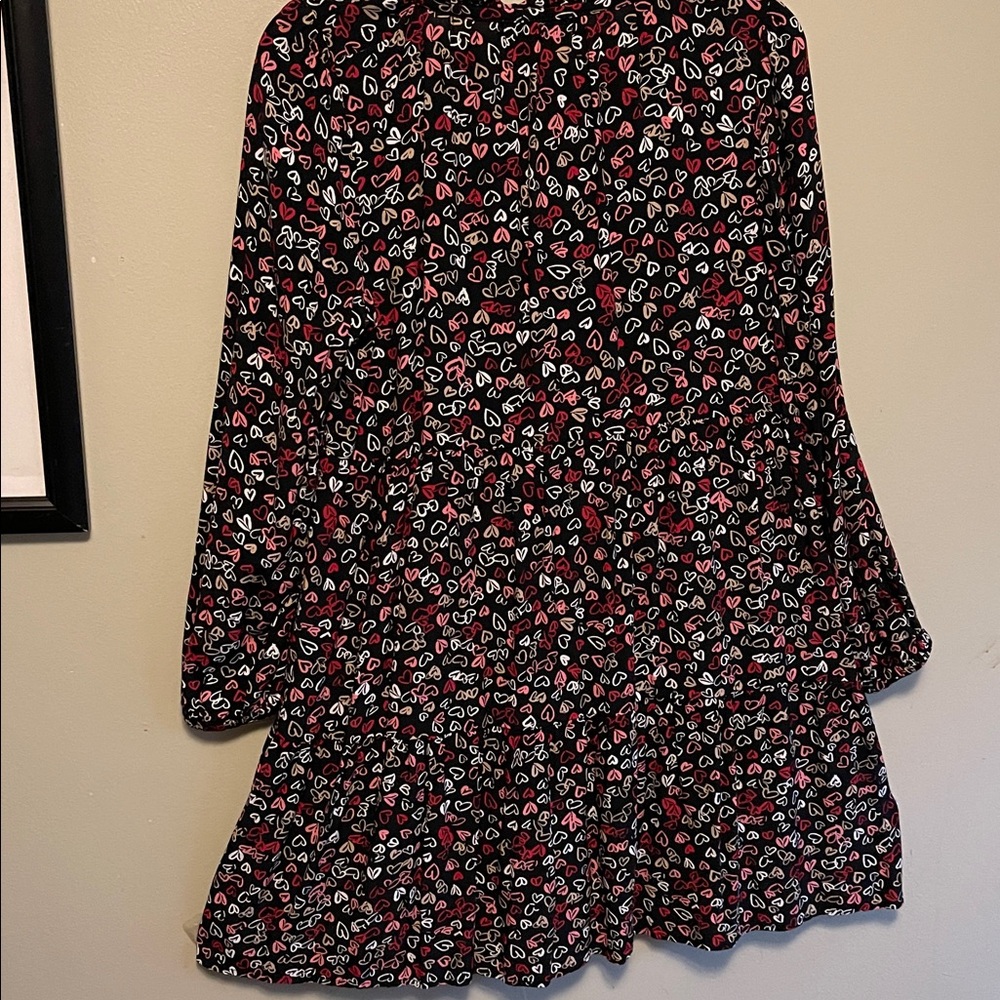 Flouncy Black Mini Dress with Red and White Valentine's Hearts. Loft Sz.M Party! - Picture 4 of 6